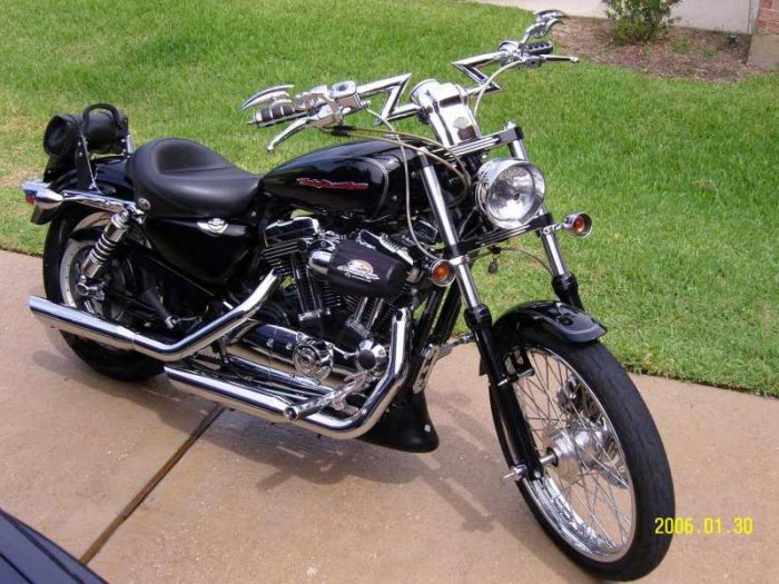 1happybiker's '06 1200XLC with our 39mm black powder coated Wideglide trees