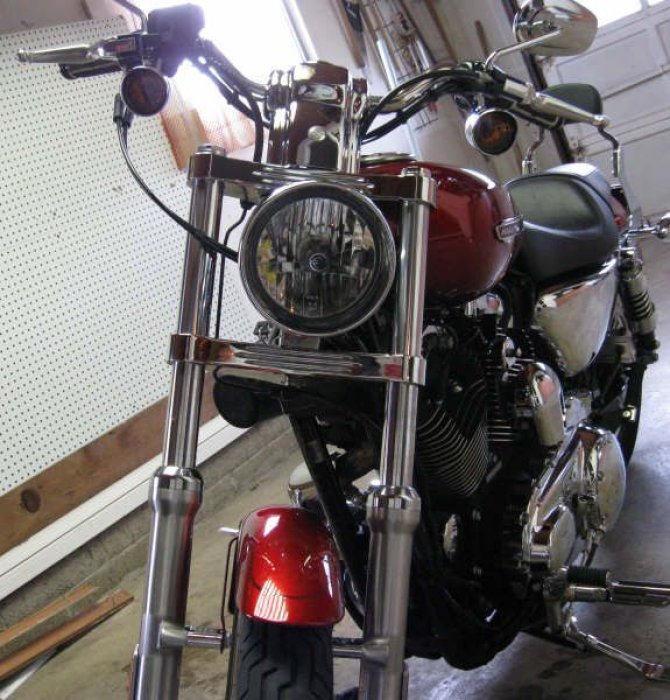 Joe's 2008 Sportster with our 39mm wide glide kit